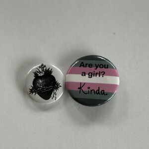 Set of Two Graphic Pins Demigirl and Brandy Melville